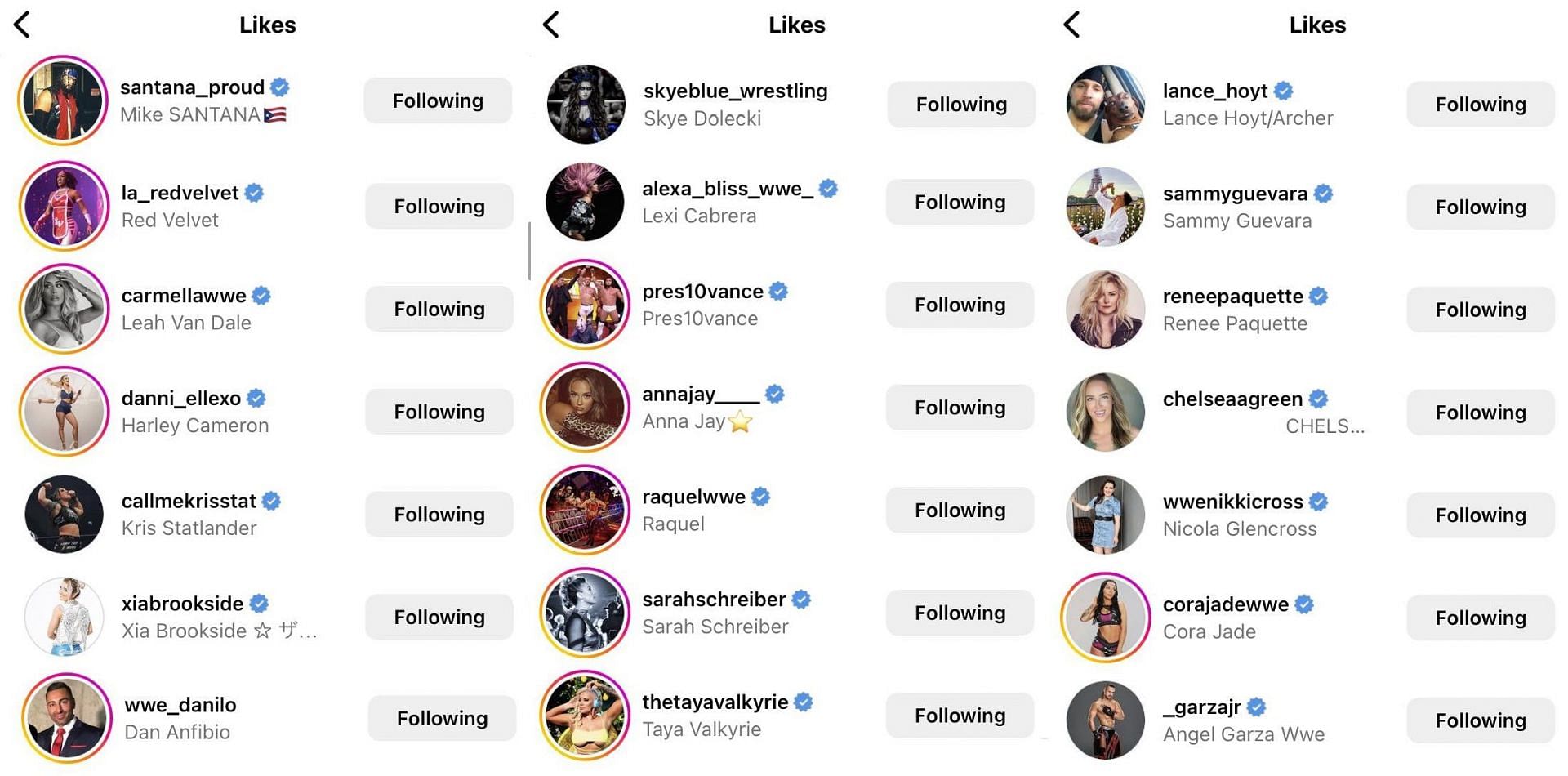 These wrestling stars reacted to Tay Melo's post.